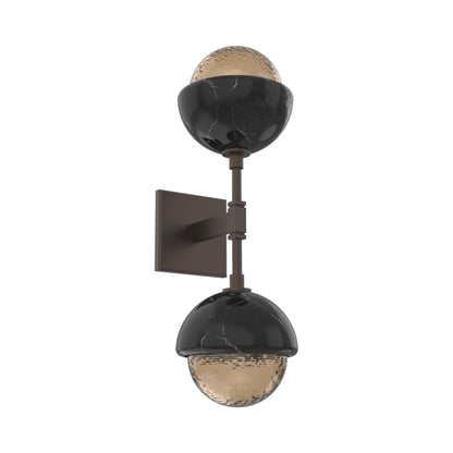Cabochon Double LED Wall Light in Flat Bronze/Bronze Blown Glass (Black Marble).