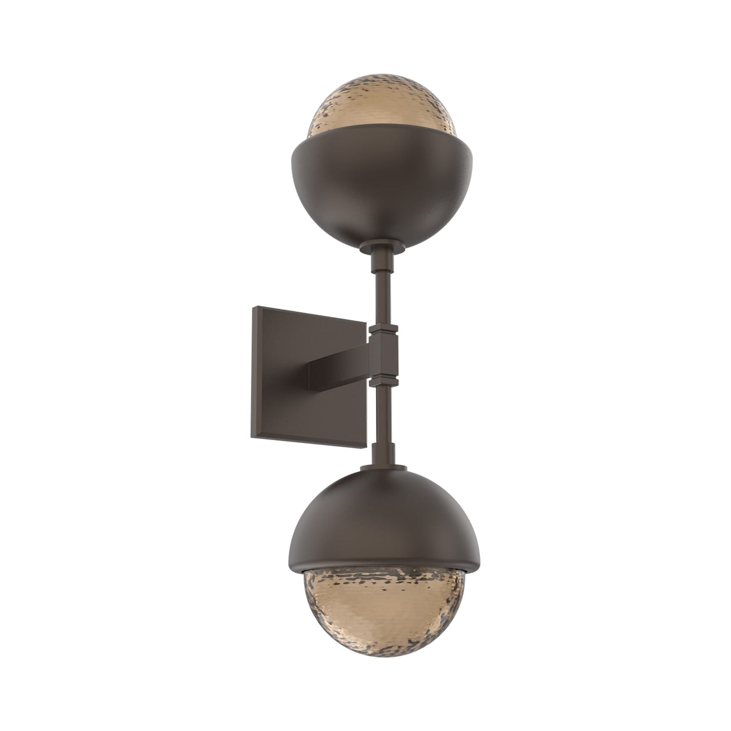 Cabochon Double LED Wall Light in Flat Bronze/Bronze Blown Glass (Matching Finish).