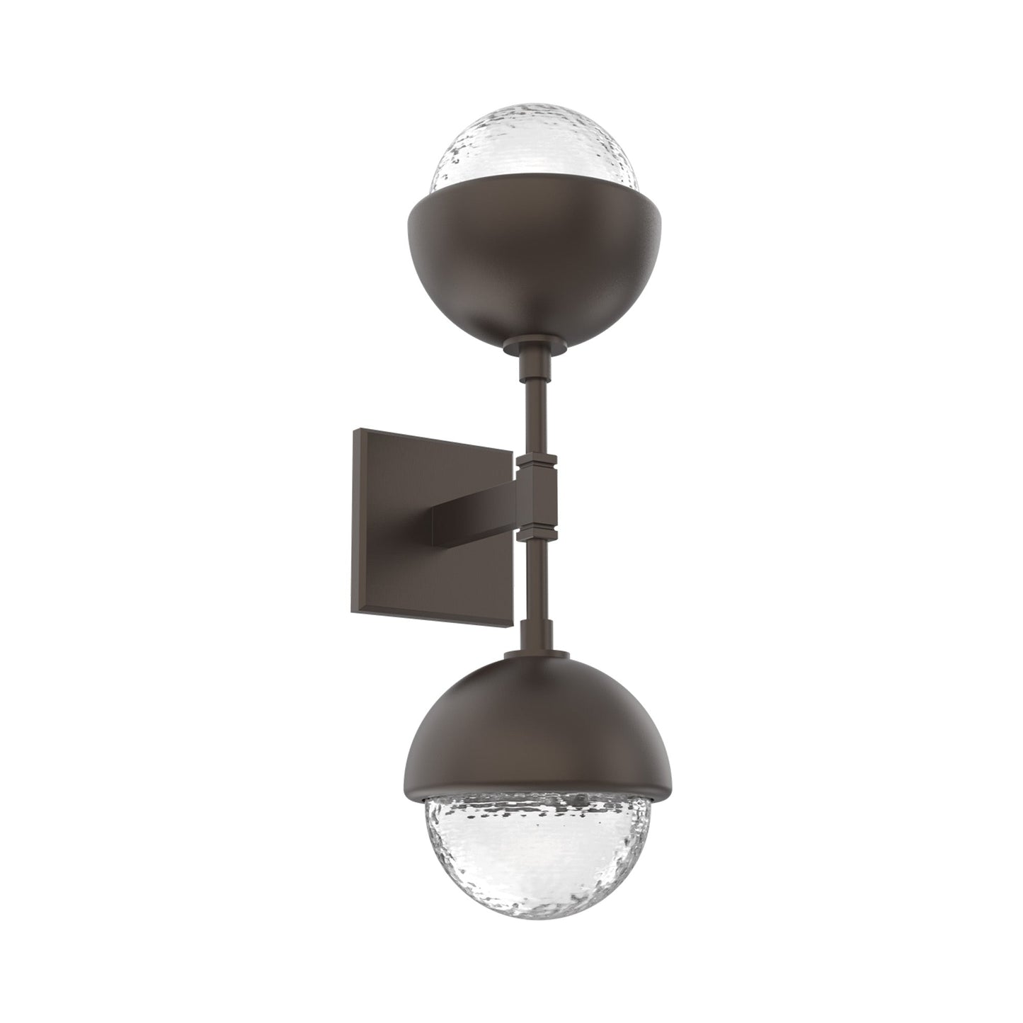 Cabochon Double LED Wall Light in Flat Bronze/Clear Blown Glass (Matching Finish).