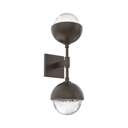 Cabochon Double LED Wall Light in Flat Bronze/Clear Blown Glass (Matching Finish).