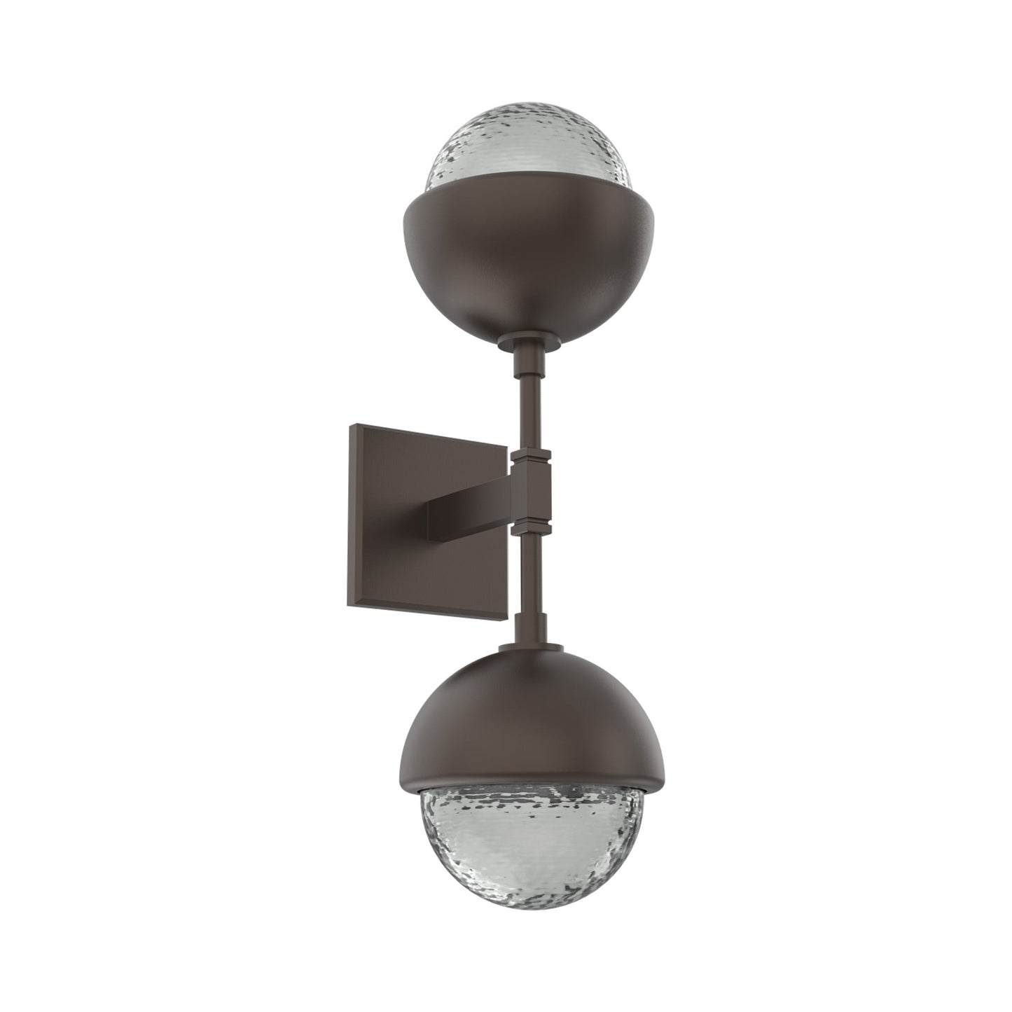 Cabochon Double LED Wall Light in Flat Bronze/Smoke Blown Glass (Matching Finish).