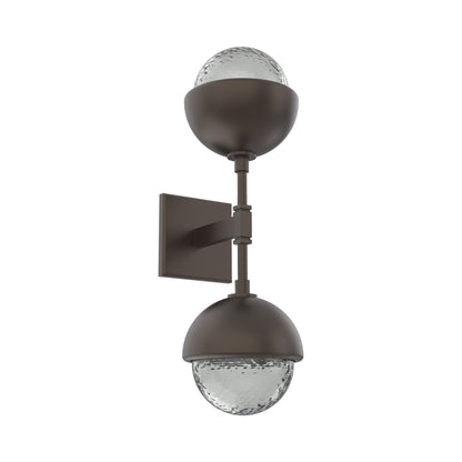 Cabochon Double LED Wall Light in Flat Bronze/Smoke Blown Glass (Matching Finish).