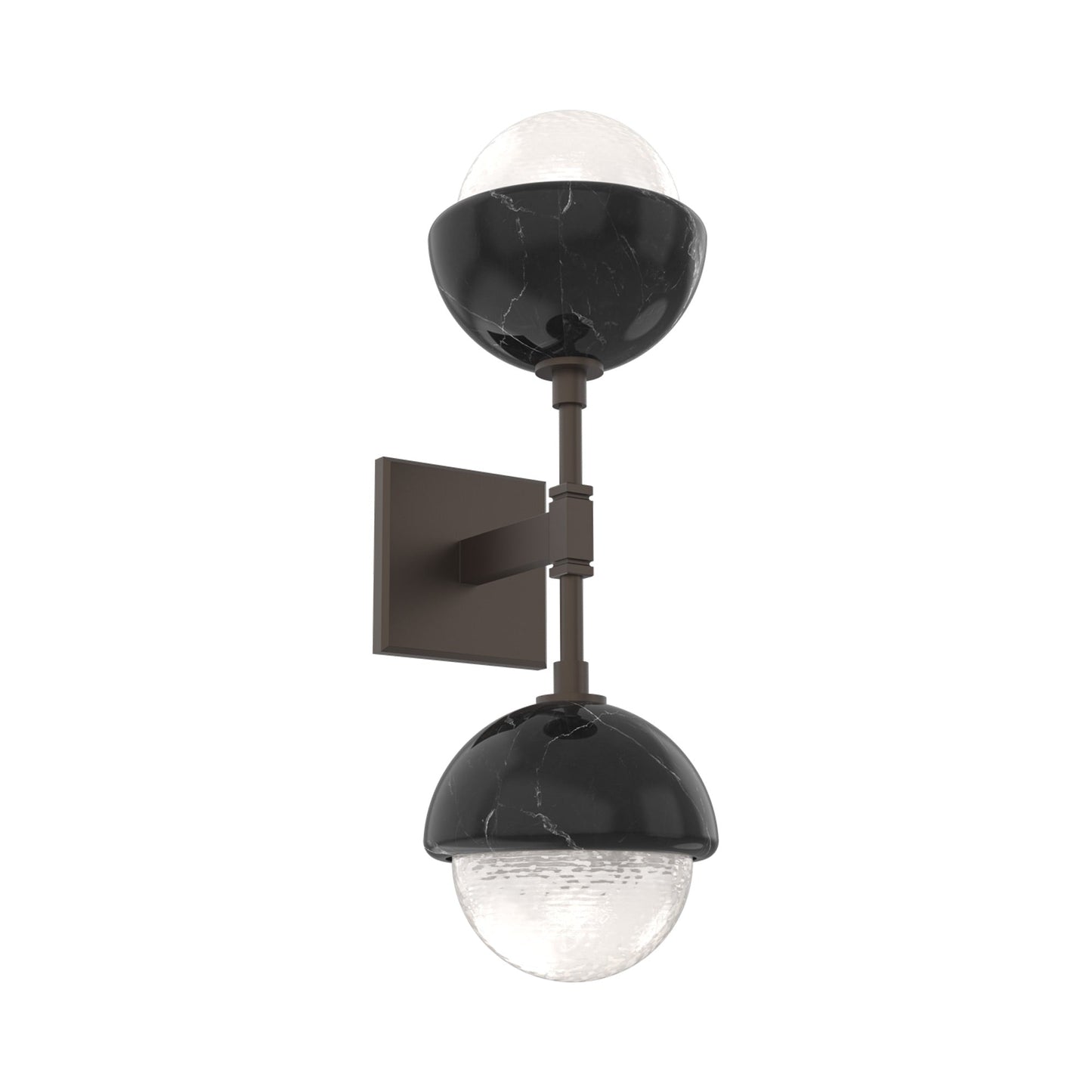 Cabochon Double LED Wall Light in Flat Bronze/White Blown Glass (Black Marble).