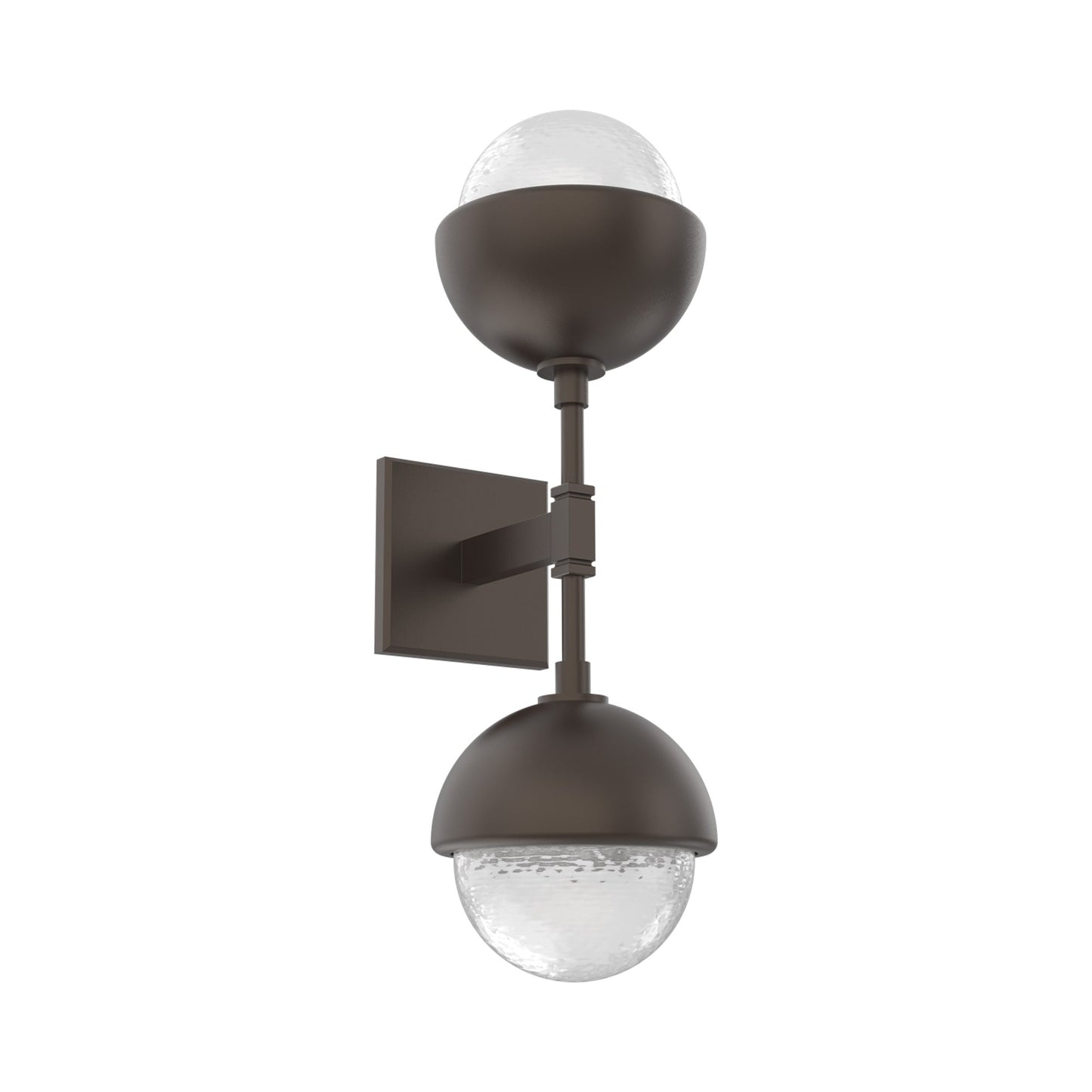 Cabochon Double LED Wall Light in Flat Bronze/White Blown Glass (Matching Finish).