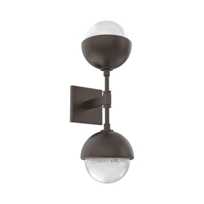 Cabochon Double LED Wall Light in Flat Bronze/White Blown Glass (Matching Finish).