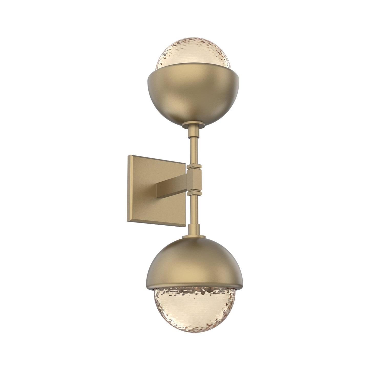 Cabochon Double LED Wall Light in Gilded Brass/Amber Blown Glass (Matching Finish).