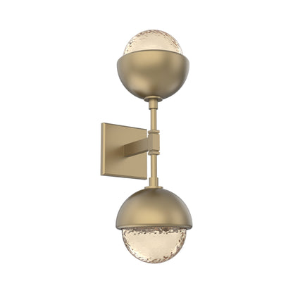 Cabochon Double LED Wall Light in Gilded Brass/Amber Blown Glass (Matching Finish).