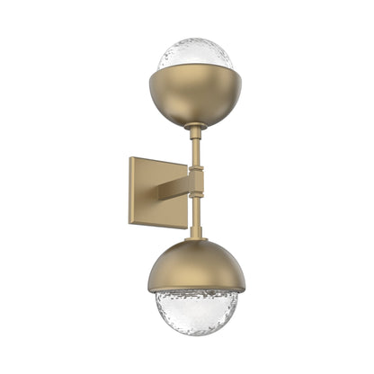 Cabochon Double LED Wall Light in Gilded Brass/Clear Blown Glass (Matching Finish).