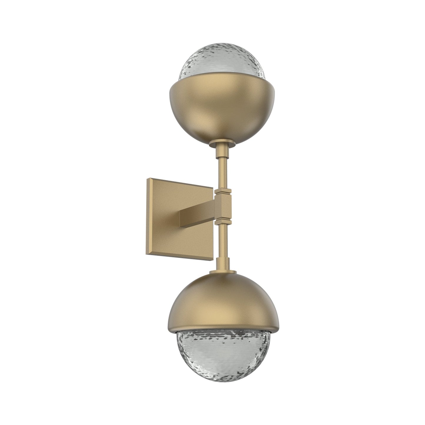 Cabochon Double LED Wall Light in Gilded Brass/Smoke Blown Glass (Matching Finish).