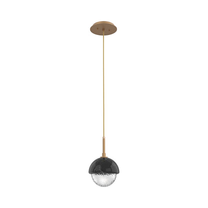 Cabochon LED Pendant Light in Novel Brass/Black Marble.