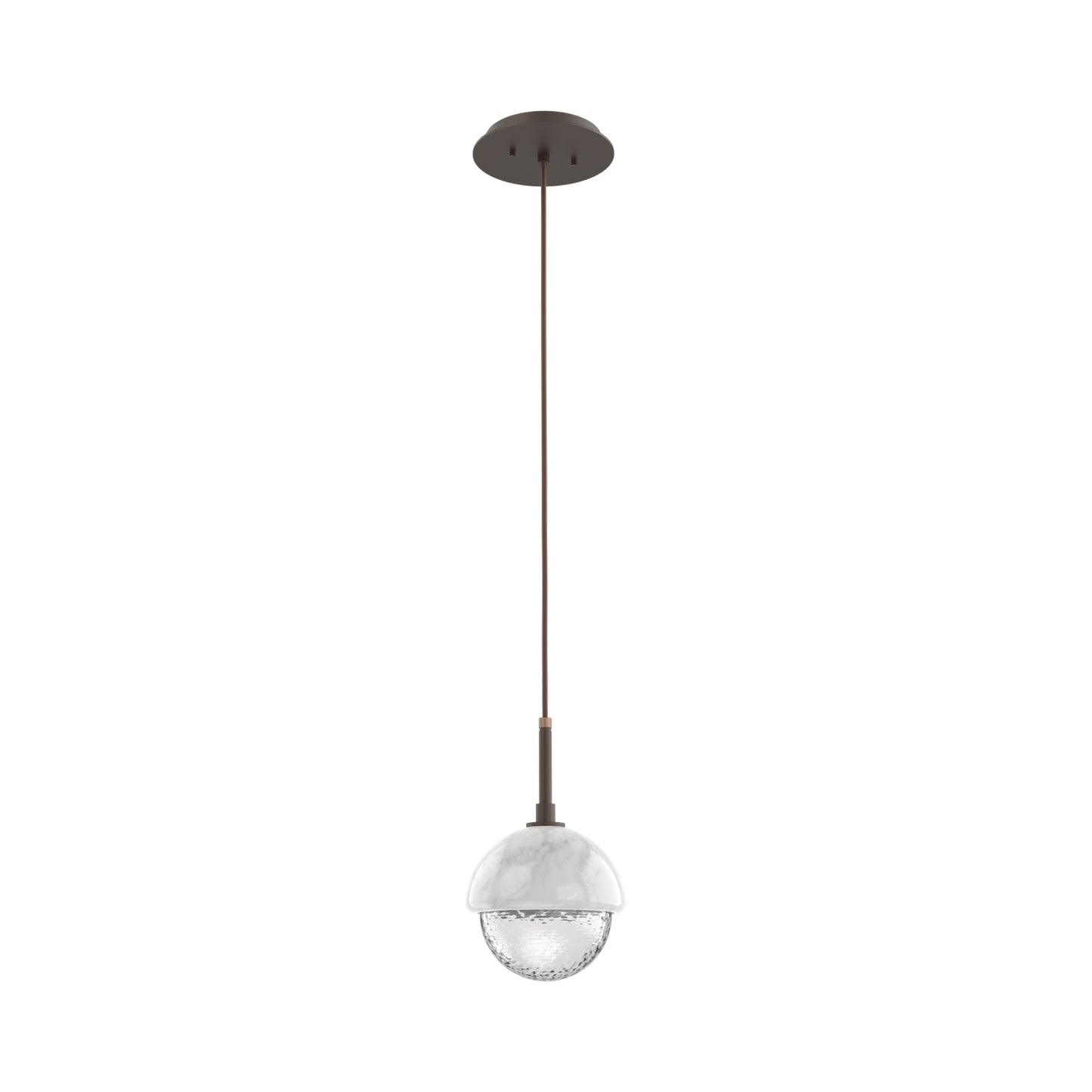 Cabochon LED Pendant Light in Flat Bronze/White Marble.