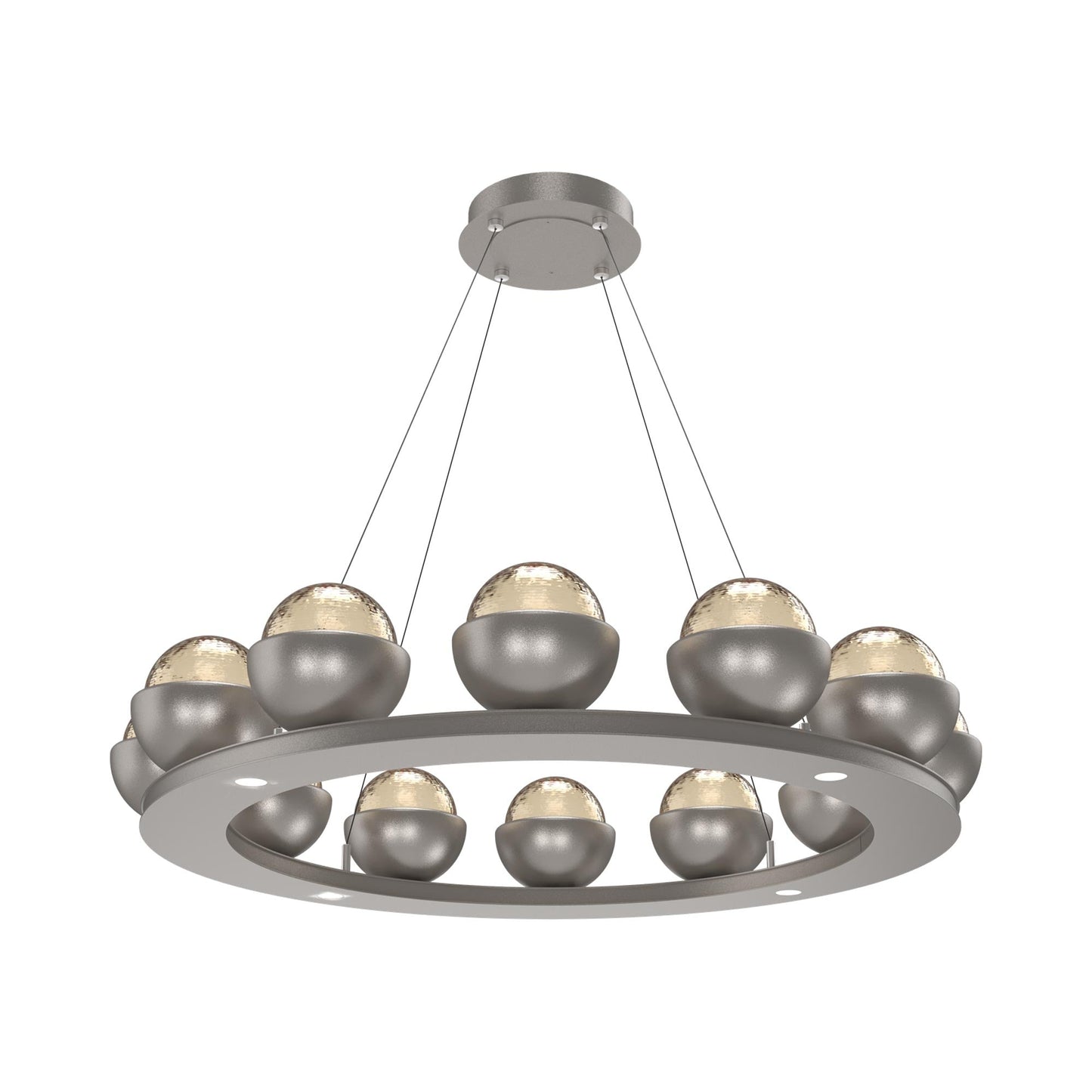 Cabochon Ring Amber LED Chandelier in Beige Silver/Matching Finish (36.7-Inch).