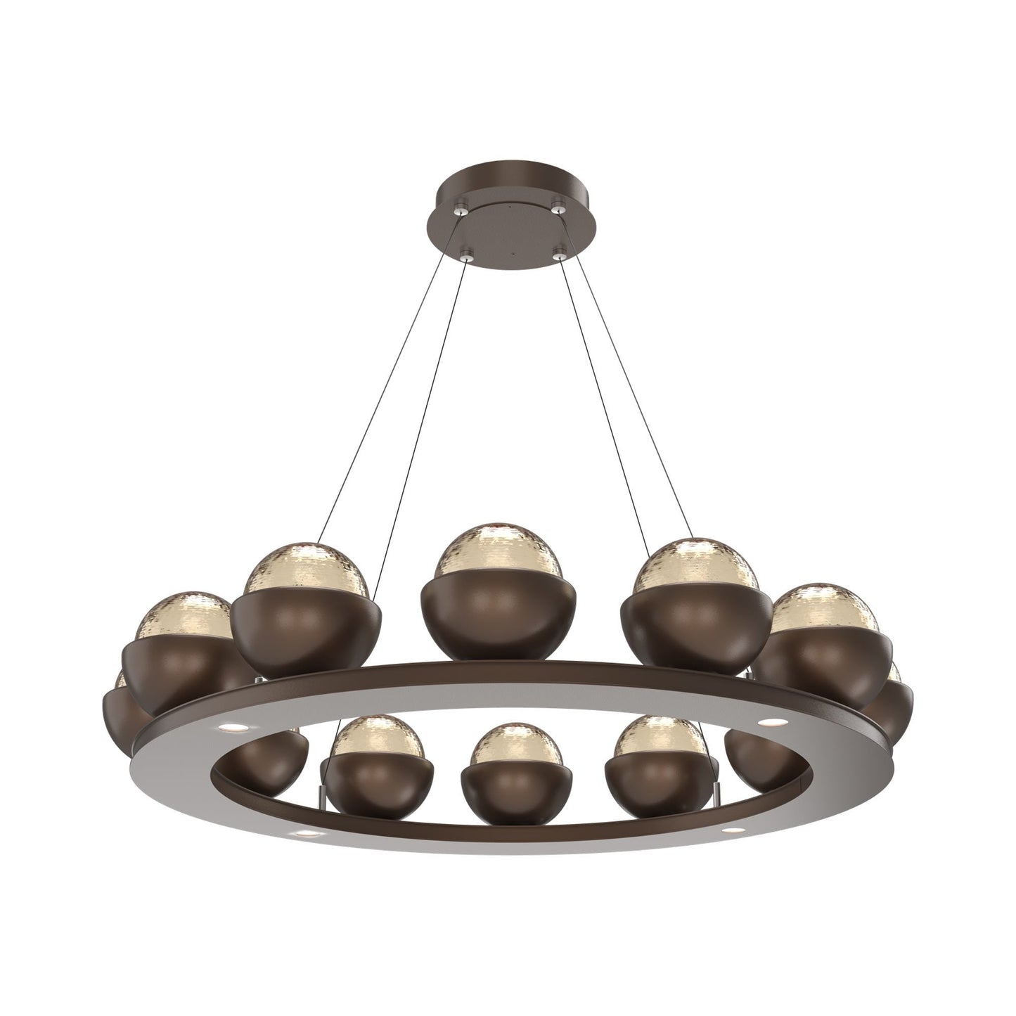 Cabochon Ring Amber LED Chandelier in Burnished Bronze/Matching Finish (36.7-Inch).