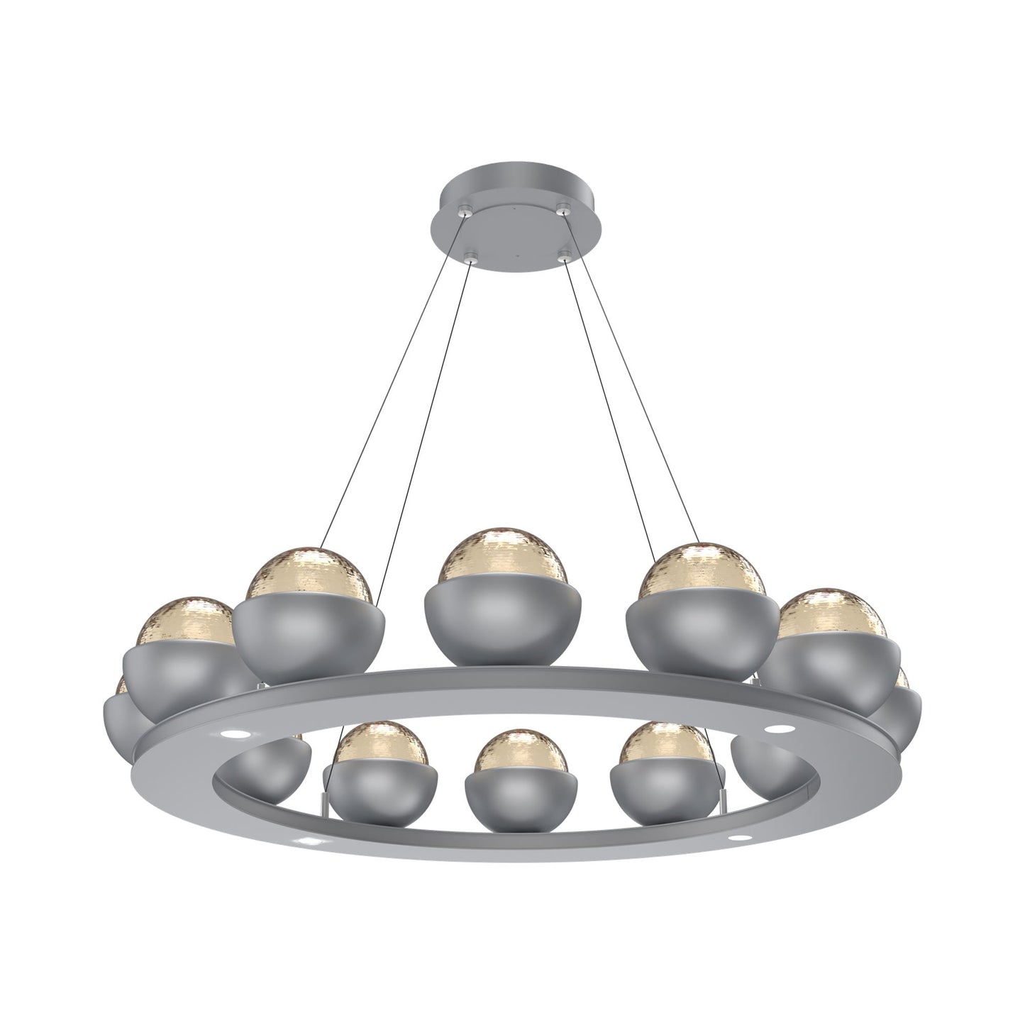 Cabochon Ring Amber LED Chandelier in Classic Silver/Matching Finish (36.7-Inch).
