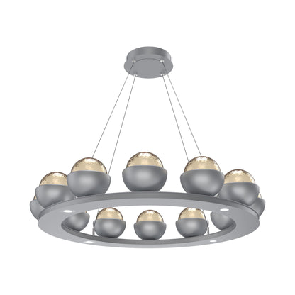 Cabochon Ring Amber LED Chandelier in Classic Silver/Matching Finish (36.7-Inch).