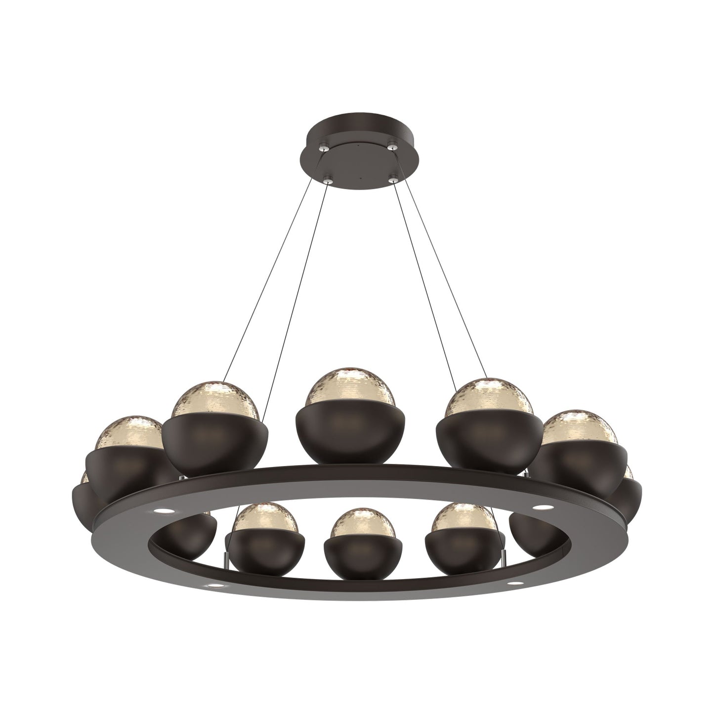 Cabochon Ring Amber LED Chandelier in Flat Bronze/Matching Finish (36.7-Inch).