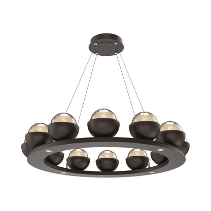 Cabochon Ring Amber LED Chandelier in Flat Bronze/Matching Finish (36.7-Inch).