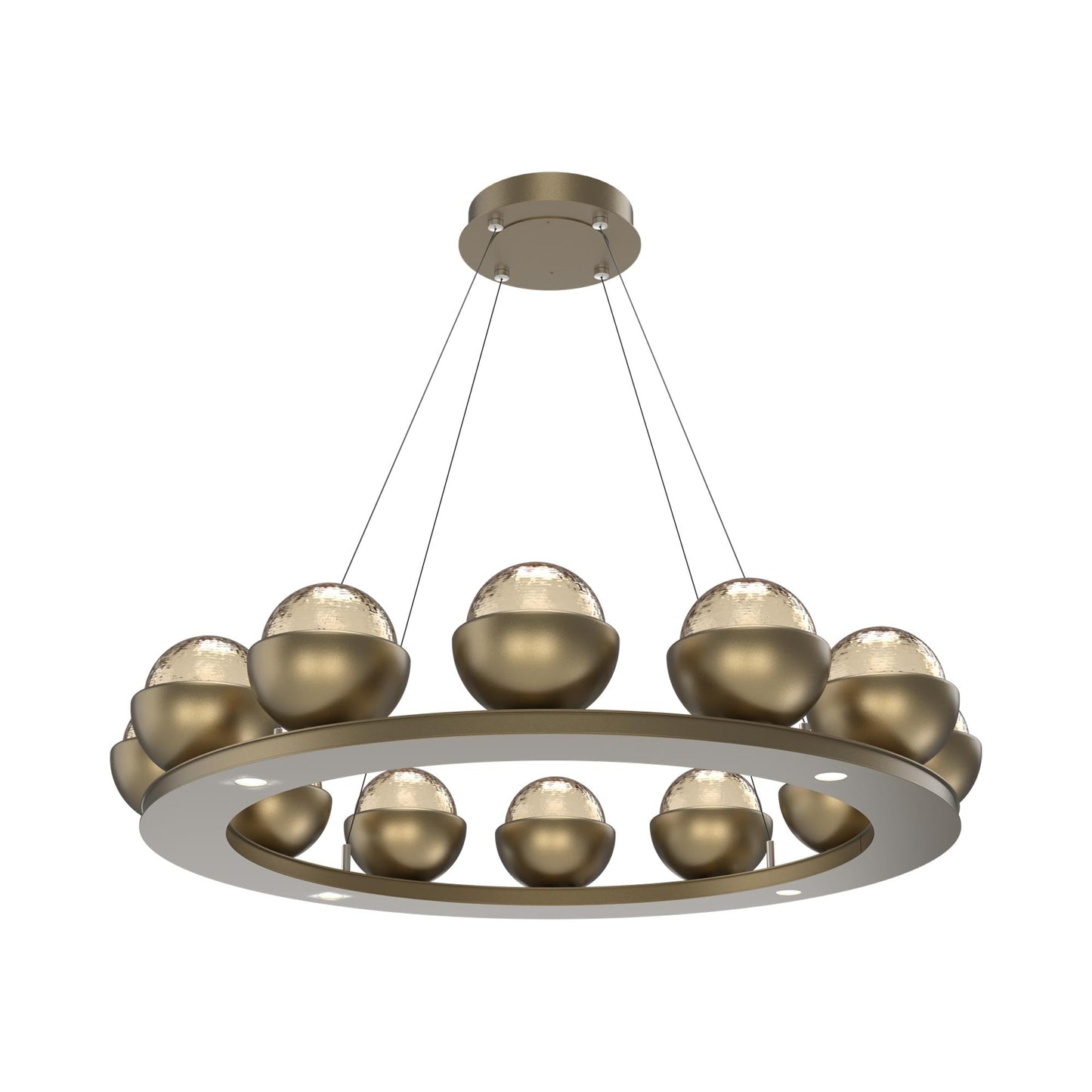 Cabochon Ring Amber LED Chandelier in Gilded Brass/Matching Finish (36.7-Inch).