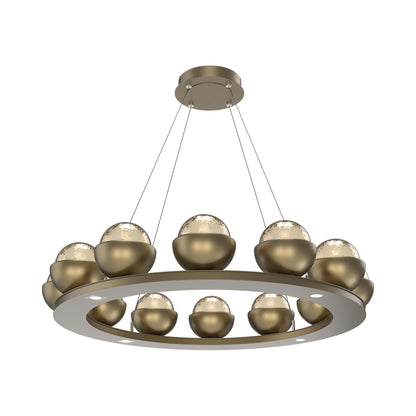 Cabochon Ring Amber LED Chandelier in Gilded Brass/Matching Finish (36.7-Inch).