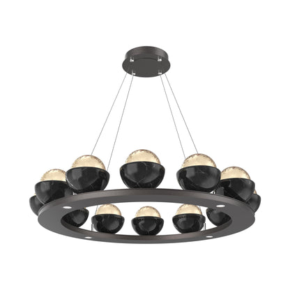 Cabochon Ring Amber LED Chandelier in Graphite/Black Marble (36.7-Inch).