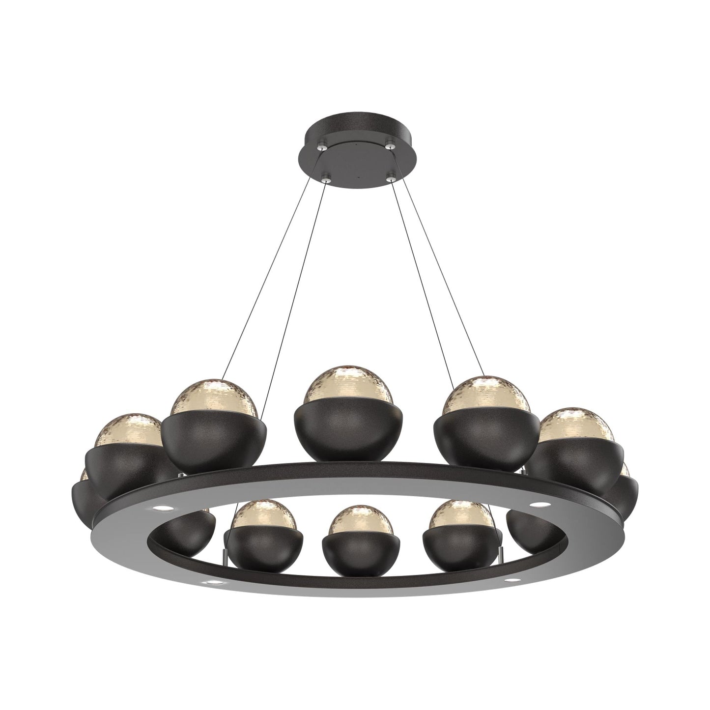 Cabochon Ring Amber LED Chandelier in Graphite/Matching Finish (36.7-Inch).