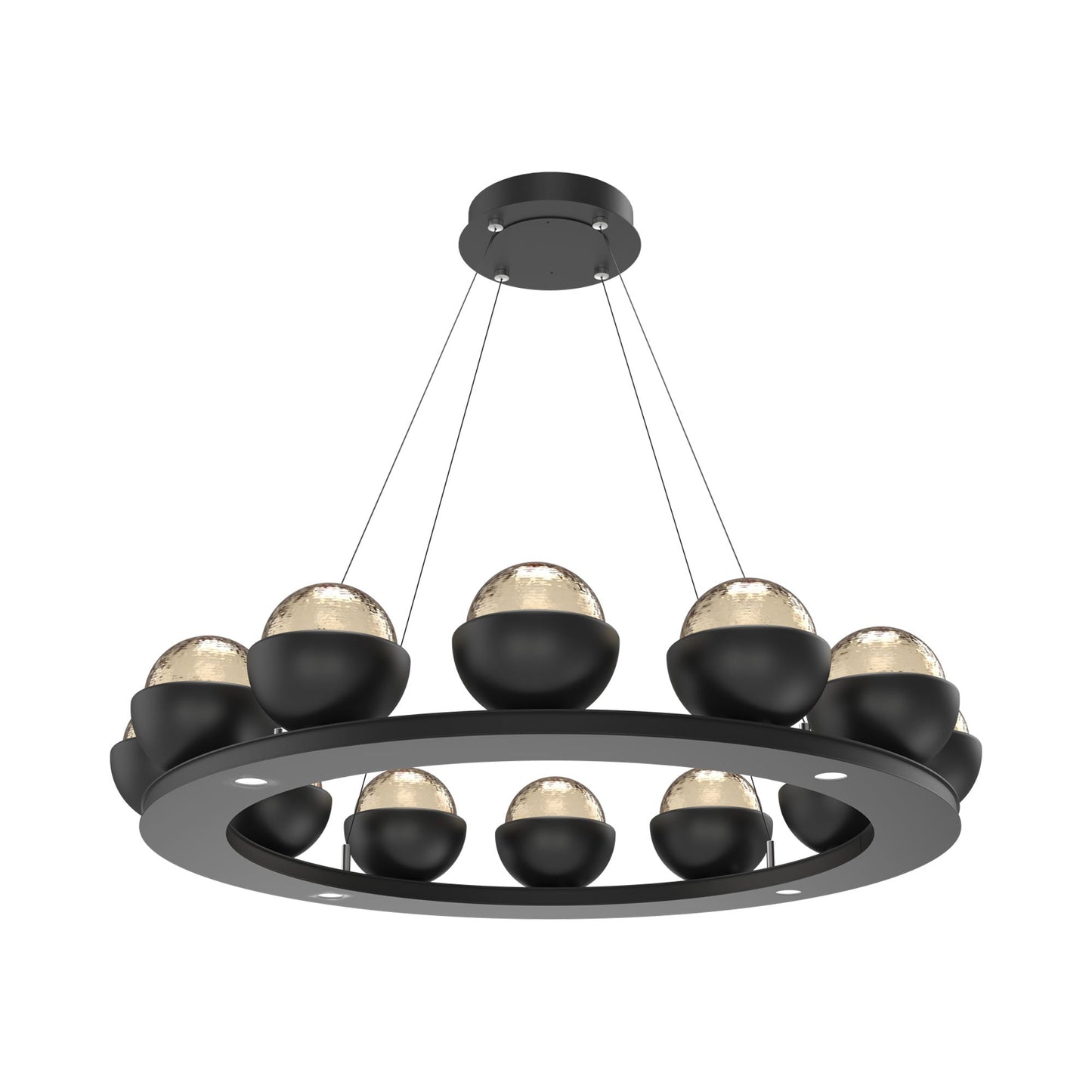 Cabochon Ring Amber LED Chandelier in Matte Black/Matching Finish (36.7-Inch).