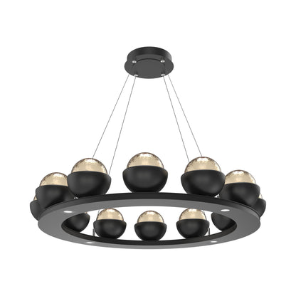 Cabochon Ring Amber LED Chandelier in Matte Black/Matching Finish (36.7-Inch).