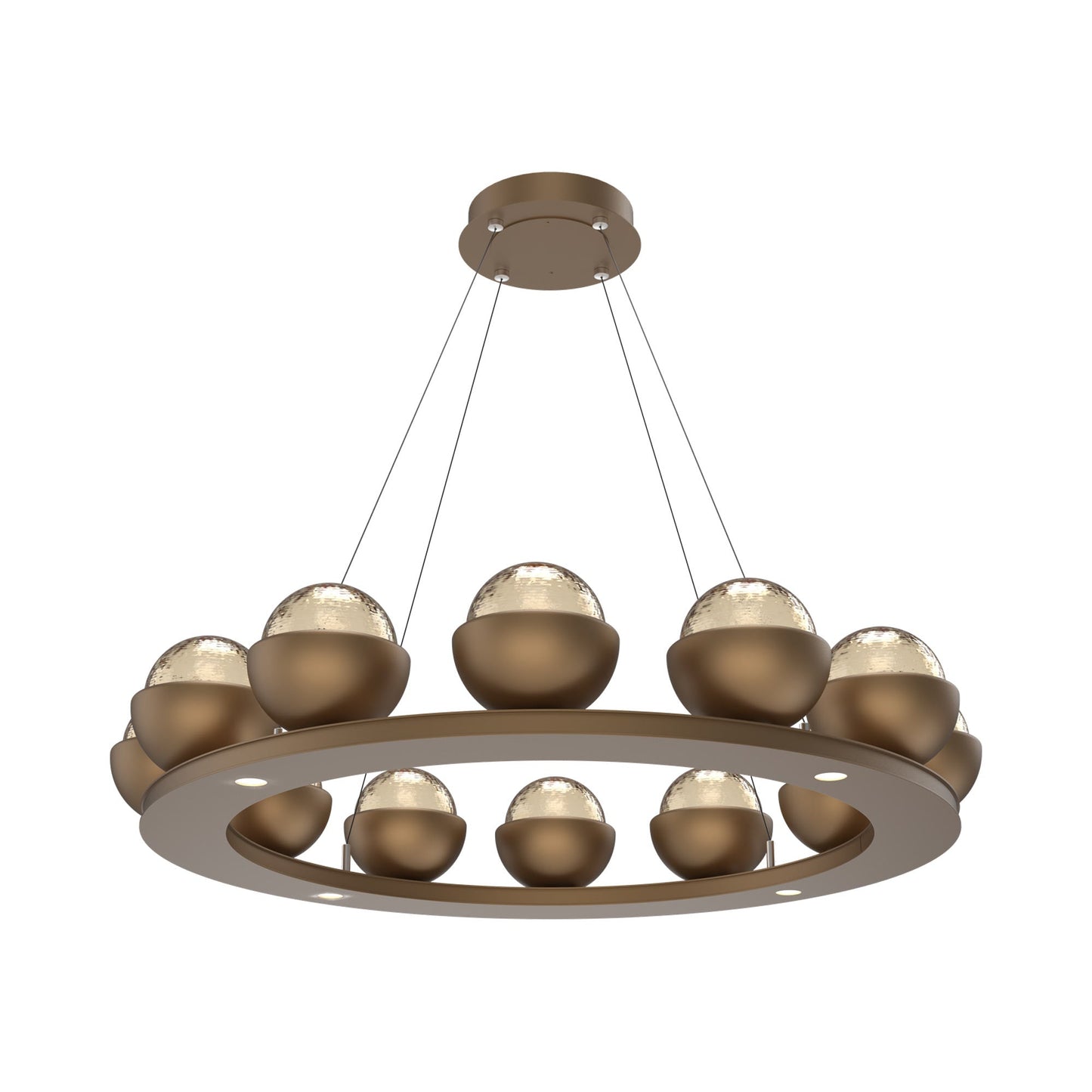 Cabochon Ring Amber LED Chandelier in Novel Brass/Matching Finish (36.7-Inch).