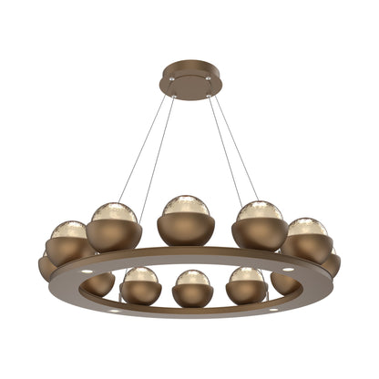 Cabochon Ring Amber LED Chandelier in Novel Brass/Matching Finish (36.7-Inch).