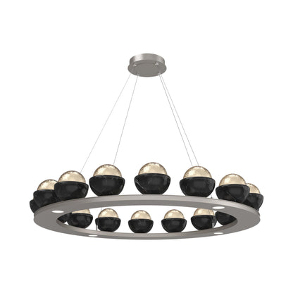 Cabochon Ring Amber LED Chandelier in Beige Silver/Black Marble (46.8-Inch).