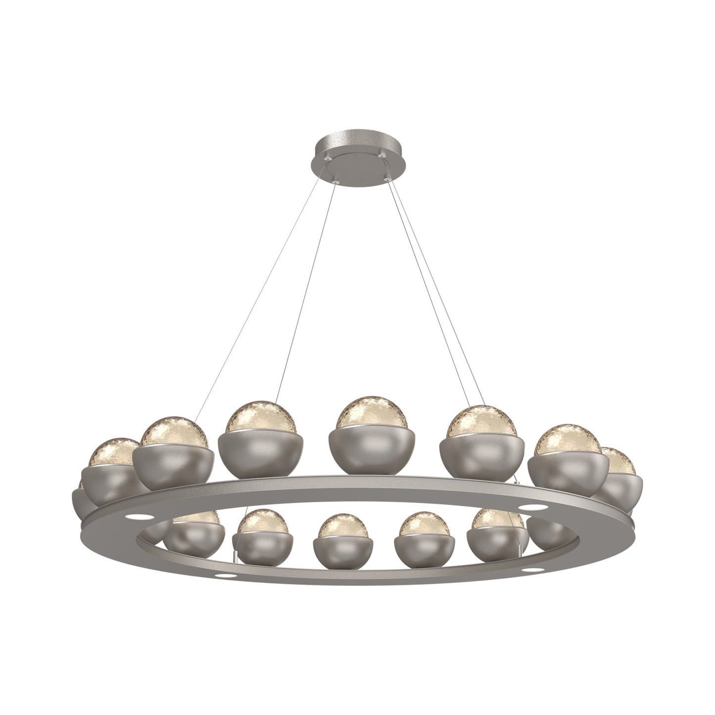Cabochon Ring Amber LED Chandelier in Beige Silver/Matching Finish (46.8-Inch).