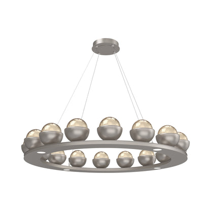 Cabochon Ring Amber LED Chandelier in Beige Silver/Matching Finish (46.8-Inch).