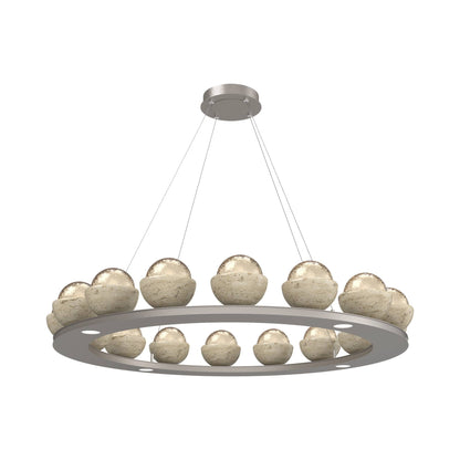 Cabochon Ring Amber LED Chandelier in Beige Silver/Travertine (46.8-Inch).