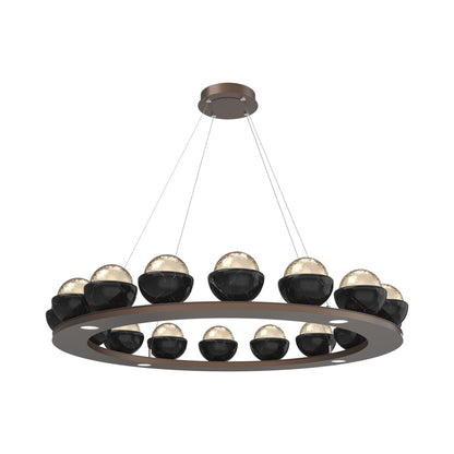 Cabochon Ring Amber LED Chandelier in Burnished Bronze/Black Marble (46.8-Inch).
