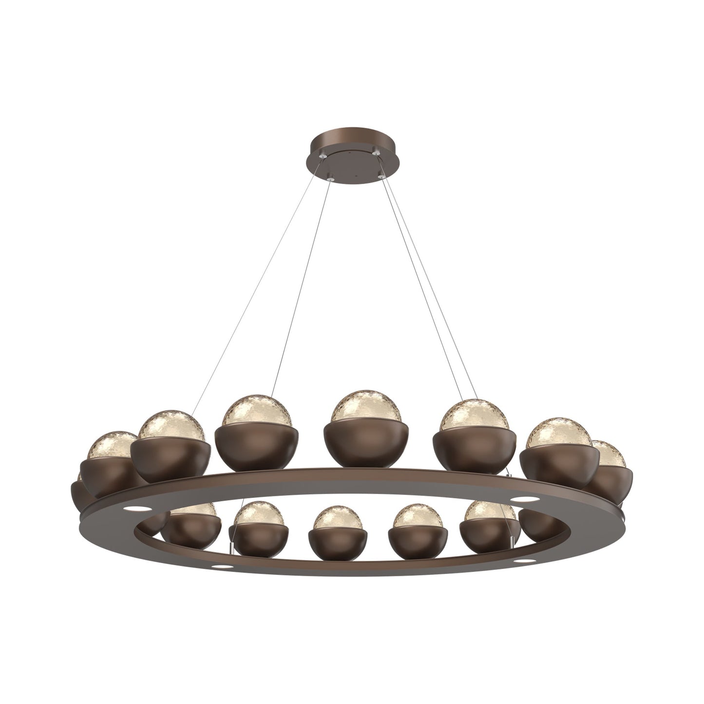 Cabochon Ring Amber LED Chandelier in Burnished Bronze/Matching Finish (46.8-Inch).