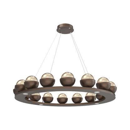 Cabochon Ring Amber LED Chandelier in Burnished Bronze/Matching Finish (46.8-Inch).