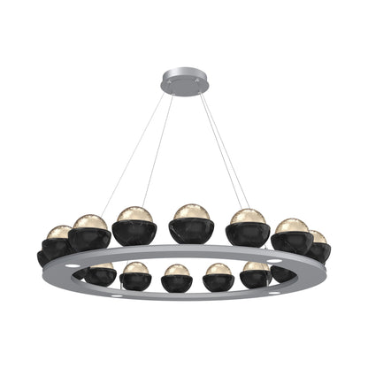 Cabochon Ring Amber LED Chandelier in Classic Silver/Black Marble (46.8-Inch).