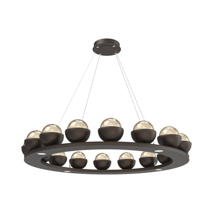 Cabochon Ring Amber LED Chandelier in Flat Bronze/Matching Finish (46.8-Inch).