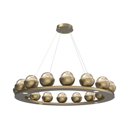 Cabochon Ring Amber LED Chandelier in Gilded Brass/Matching Finish (46.8-Inch).