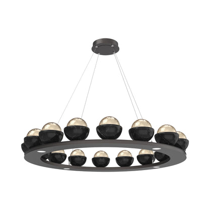 Cabochon Ring Amber LED Chandelier in Graphite/Black Marble (46.8-Inch).