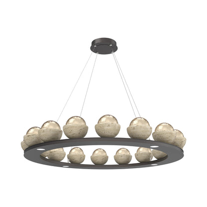 Cabochon Ring Amber LED Chandelier in Graphite/Travertine (46.8-Inch).