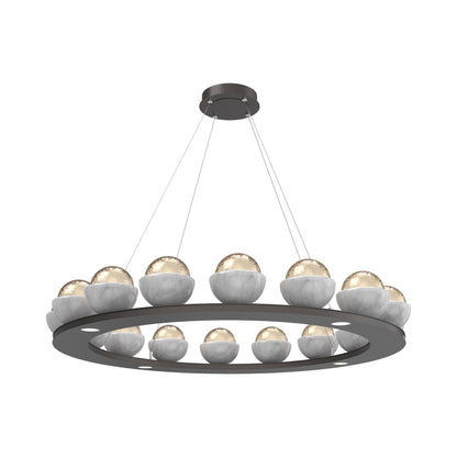 Cabochon Ring Amber LED Chandelier in Graphite/White Marble (46.8-Inch).