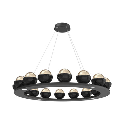 Cabochon Ring Amber LED Chandelier in Matte Black/Black Marble (46.8-Inch).