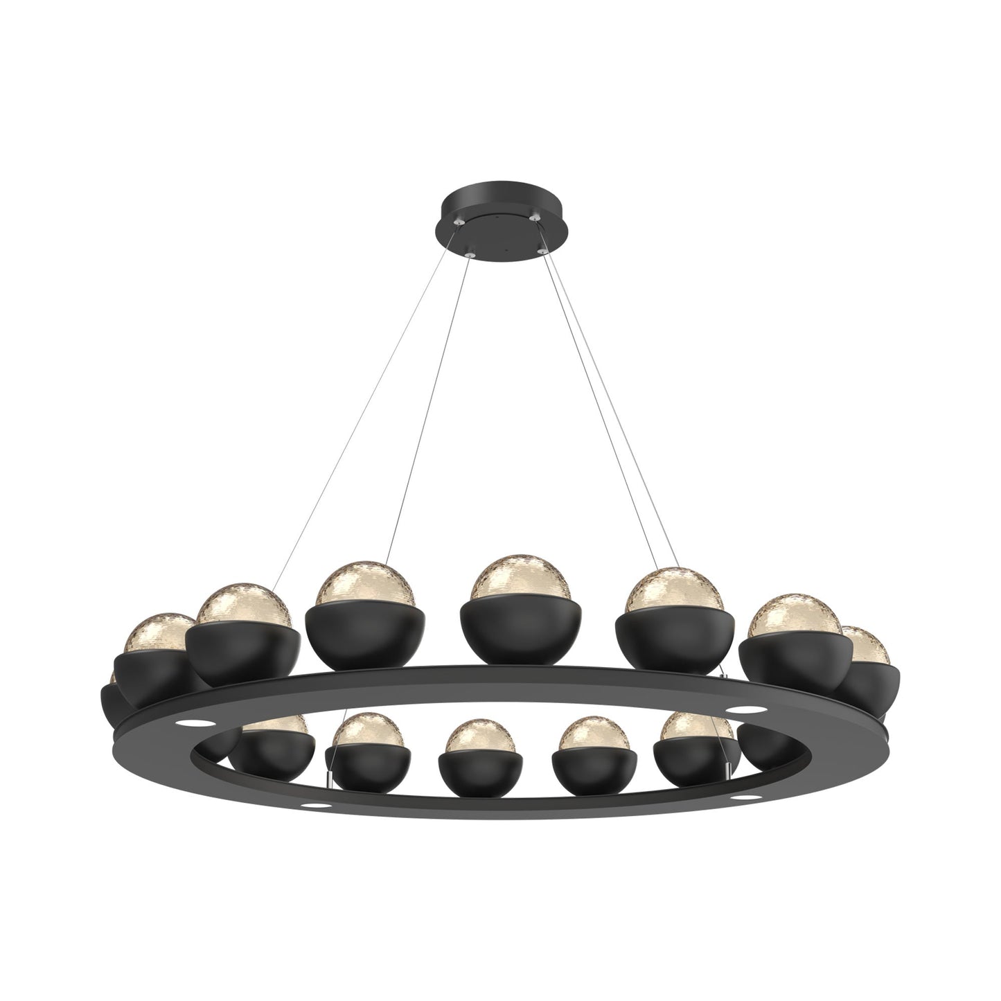 Cabochon Ring Amber LED Chandelier in Matte Black/Matching Finish (46.8-Inch).