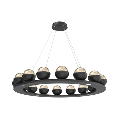 Cabochon Ring Amber LED Chandelier in Matte Black/Matching Finish (46.8-Inch).