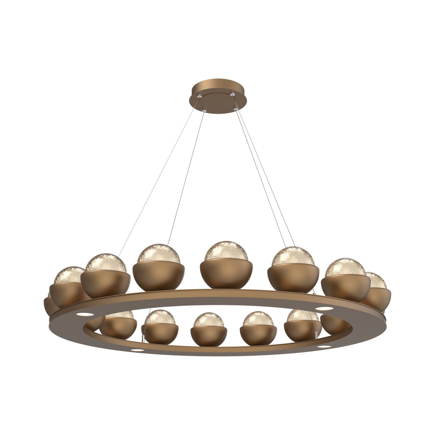 Cabochon Ring Amber LED Chandelier in Novel Brass/Matching Finish (46.8-Inch).