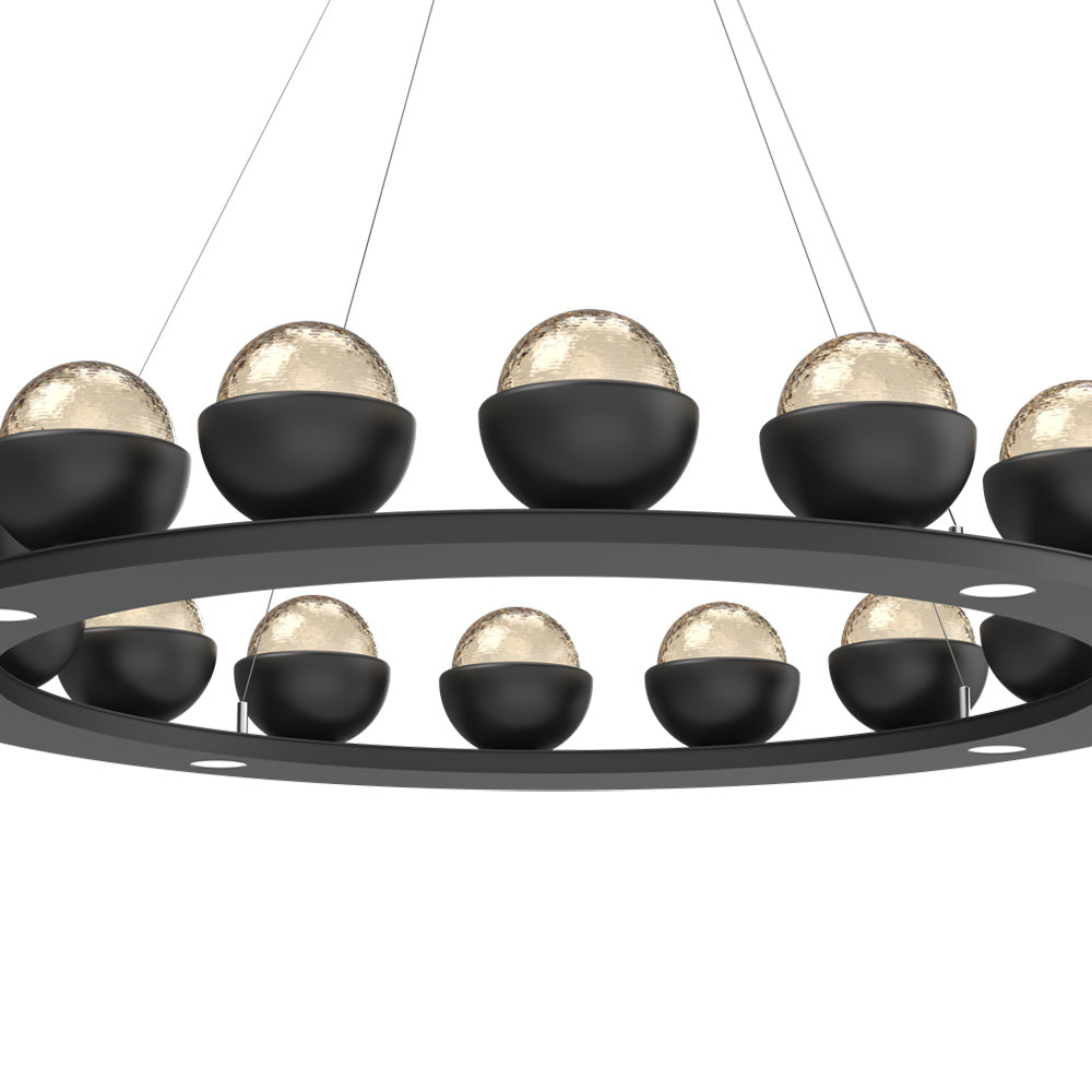 Cabochon Ring Amber LED Chandelier in Detail.