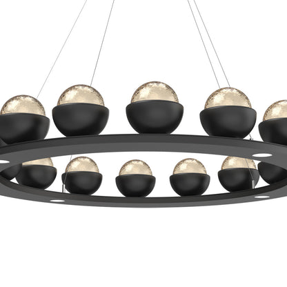 Cabochon Ring Amber LED Chandelier in Detail.