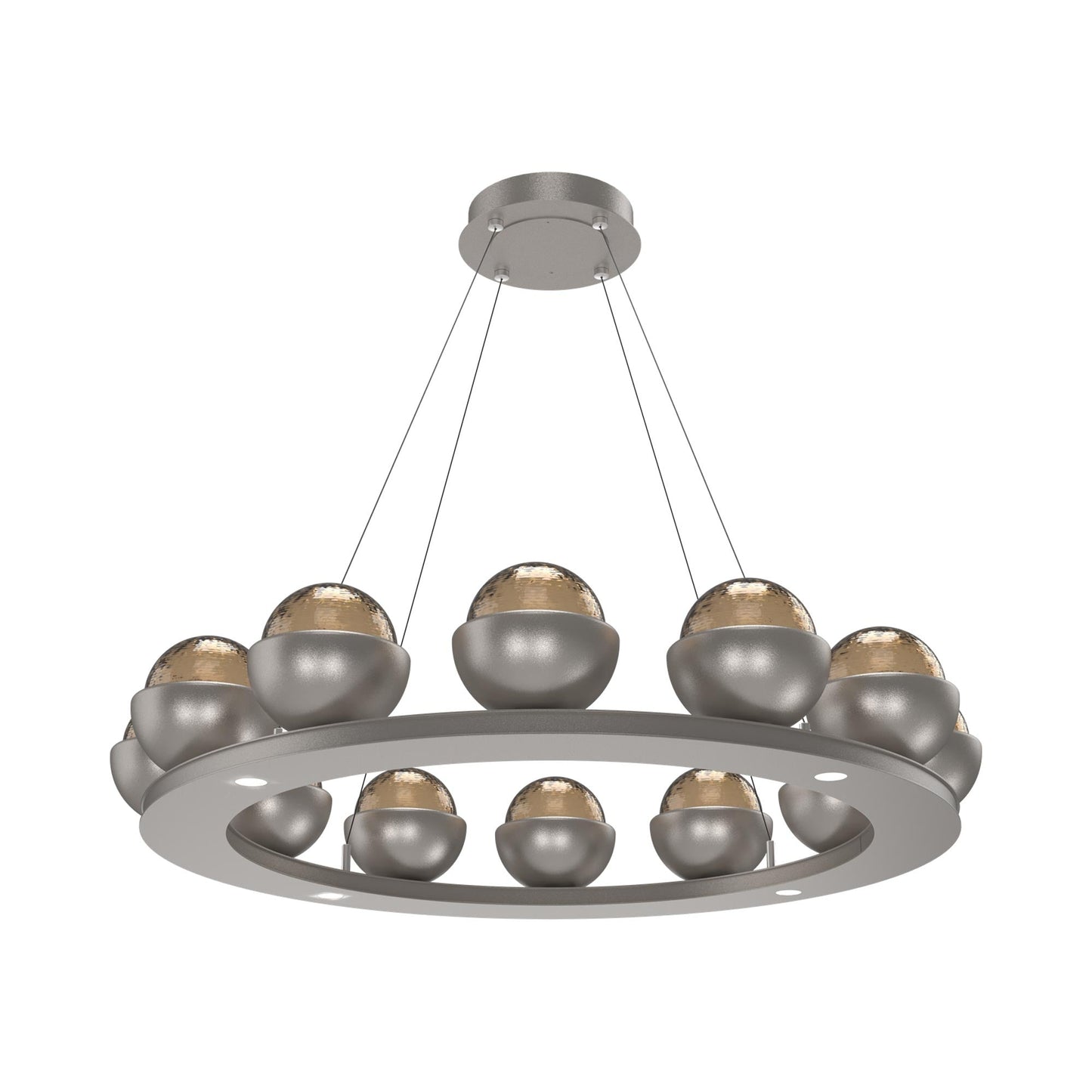 Cabochon Ring Bronze LED Chandelier in Beige Silver/Matching Finish (36.7-Inch).