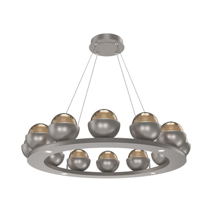Cabochon Ring Bronze LED Chandelier in Beige Silver/Matching Finish (36.7-Inch).